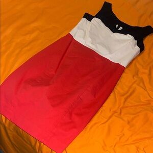 bebe Black, White, and Red Midi Dress